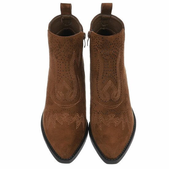 Licht bruin daimen western-biker enkellaarsje Betsie   