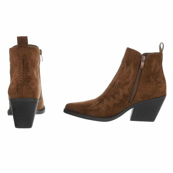 Licht bruin daimen western-biker enkellaarsje Betsie   