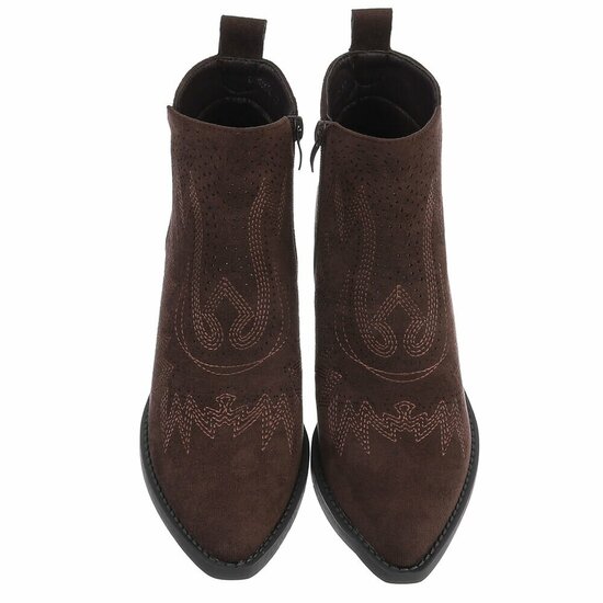 Bruin daimen western-biker enkellaarsje Betsie   