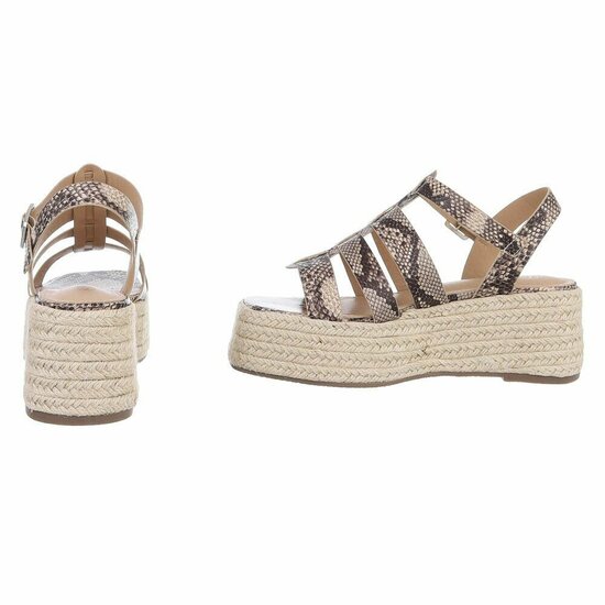Snake printed plateau sandalen Cecili met gevlochten zool