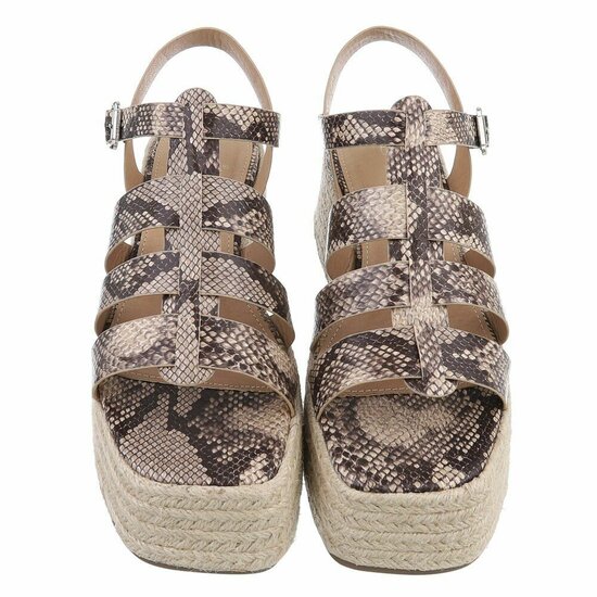 Snake printed plateau sandalen Cecili met gevlochten zool