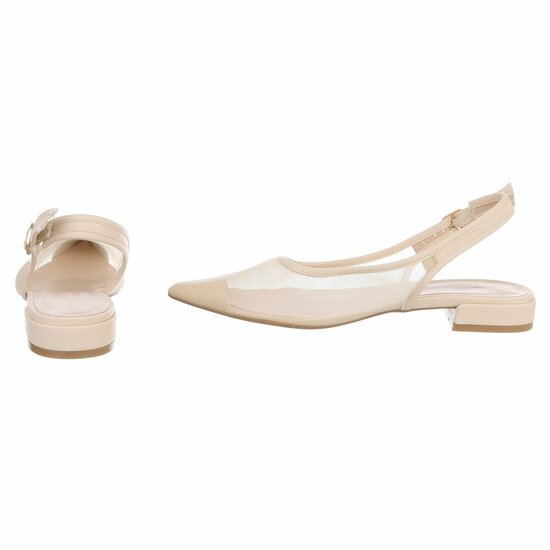 Beige slingback pumps Raphaele met transparant mesh en lage hak