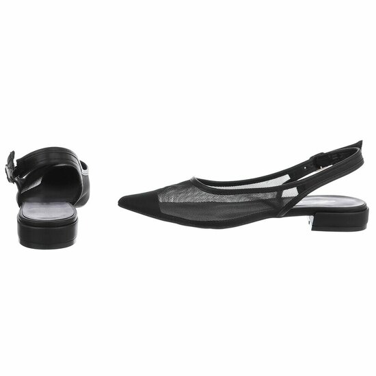 Zwarte slingback pumps Raphaele met transparant mesh en lage hak