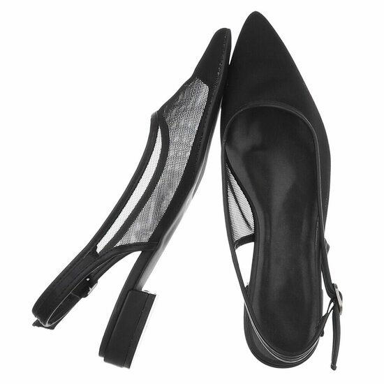 Zwarte slingback pumps Raphaele met transparant mesh en lage hak