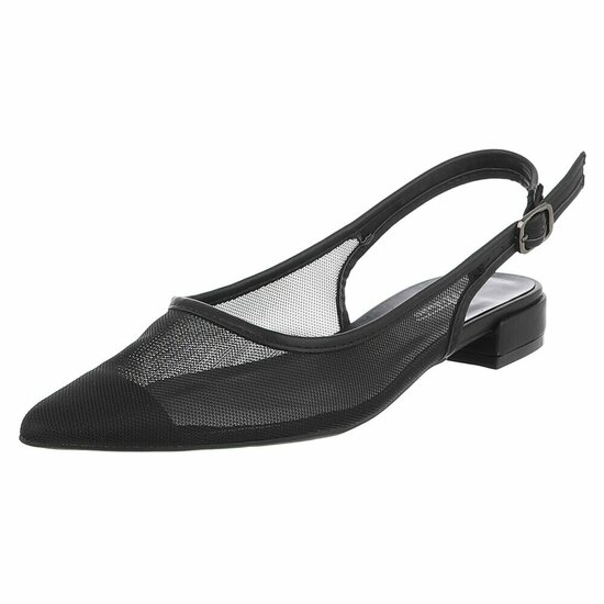 Zwarte slingback pumps Raphaele met transparant mesh en lage hak