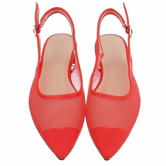 Rode slingback pumps Raphaele met transparant mesh en lage hak