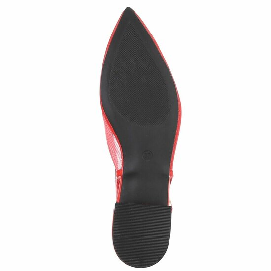 Rode slingback pumps Raphaele met transparant mesh en lage hak