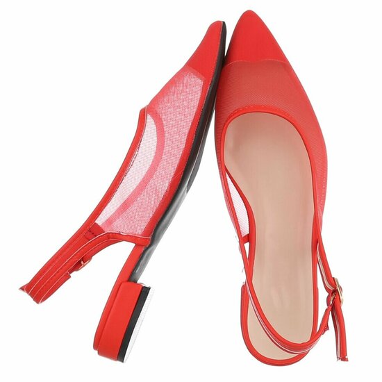 Rode slingback pumps Raphaele met transparant mesh en lage hak