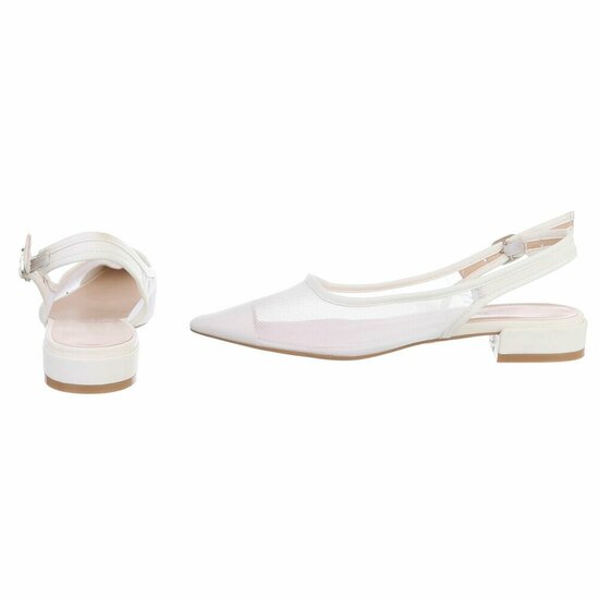 Witte slingback pumps Raphaele met transparant mesh en lage hak