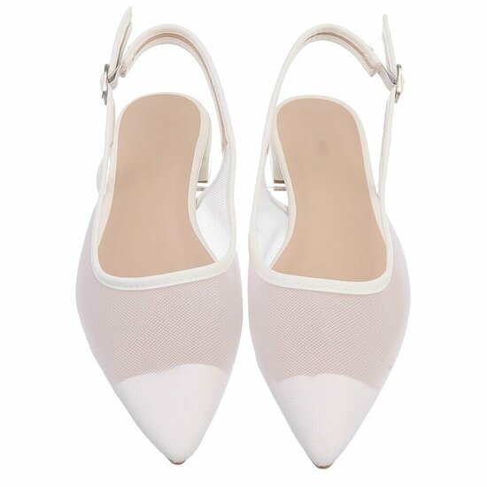Witte slingback pumps Raphaele met transparant mesh en lage hak