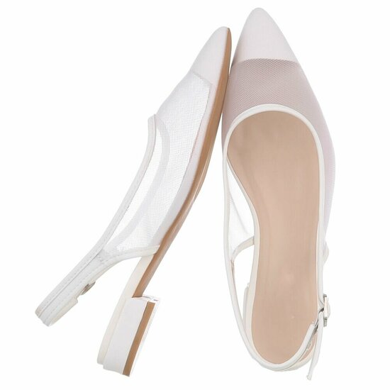 Witte slingback pumps Raphaele met transparant mesh en lage hak