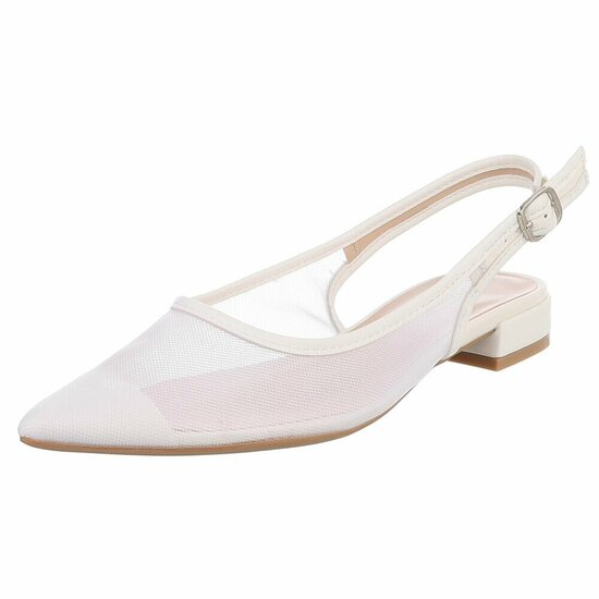 Witte slingback pumps Raphaele met transparant mesh en lage hak