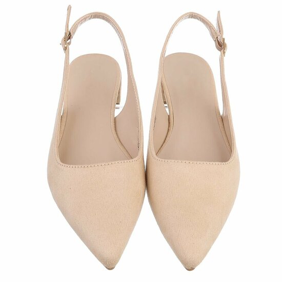 Beige suède slingback pumps Celana met lage hak – elegant & tijdloos