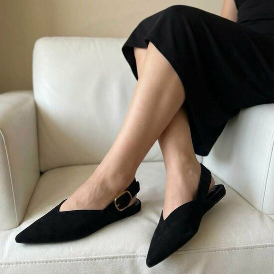 Zwarte suède slingback pumps Celeste met gesp – elegant & comfortabel