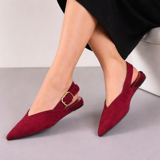 Bordeaux suède slingback pumps Celeste met gesp – elegant & comfortabel