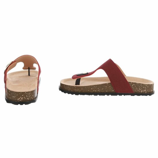 Bordeaux teenslippers Karin met gesp en comfortzool