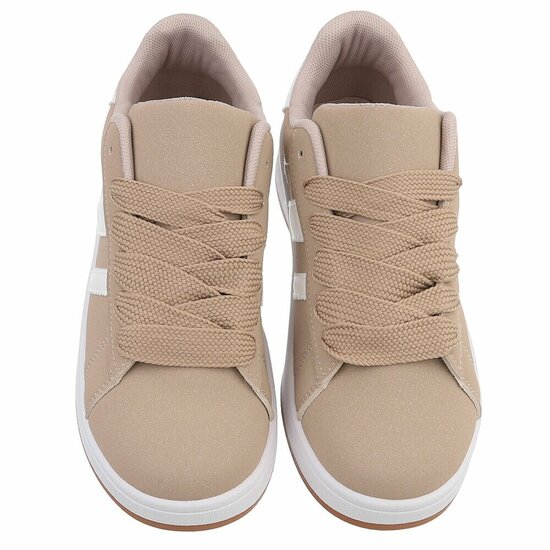 Kaki lage sneaker Hesly met witte strepen