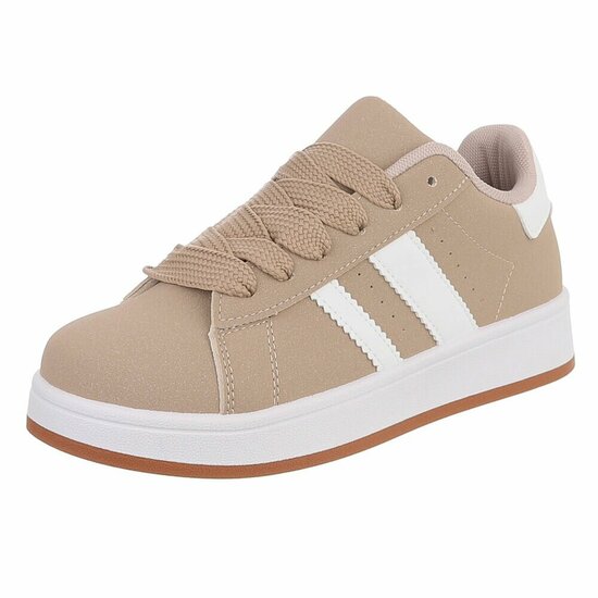Kaki lage sneaker Hesly met witte strepen