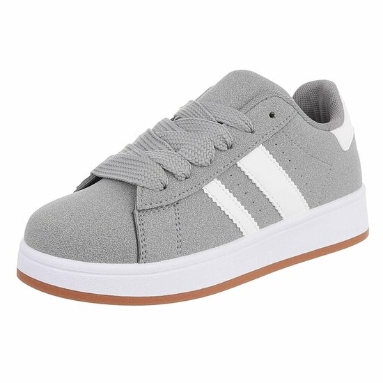 Grijze lage sneaker Hesly met witte strepen