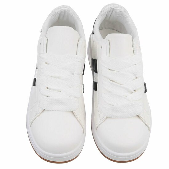 Witte lage sneaker Hesly met zwarte strepen