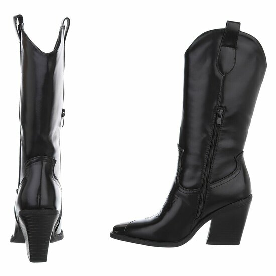 Hoge Westernlaarzen Cerile-Zwart