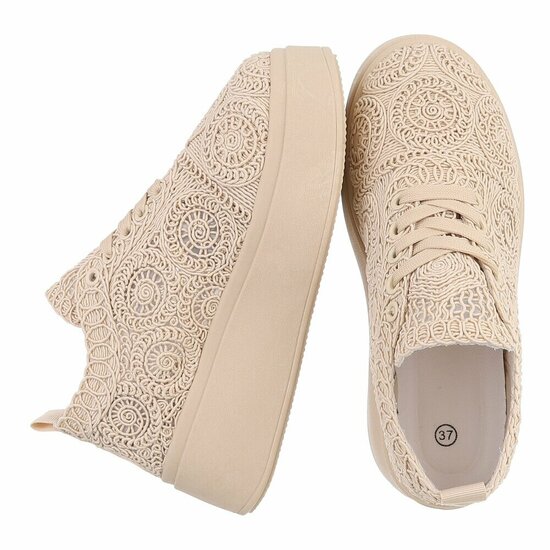 Beige lage sneaker Myriam