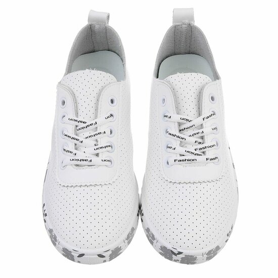 Witte luxe sneakers Pauline met grijs-zwarte accenten