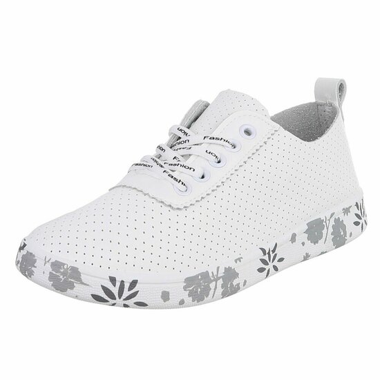 Witte luxe sneakers Pauline met grijs-zwarte accenten
