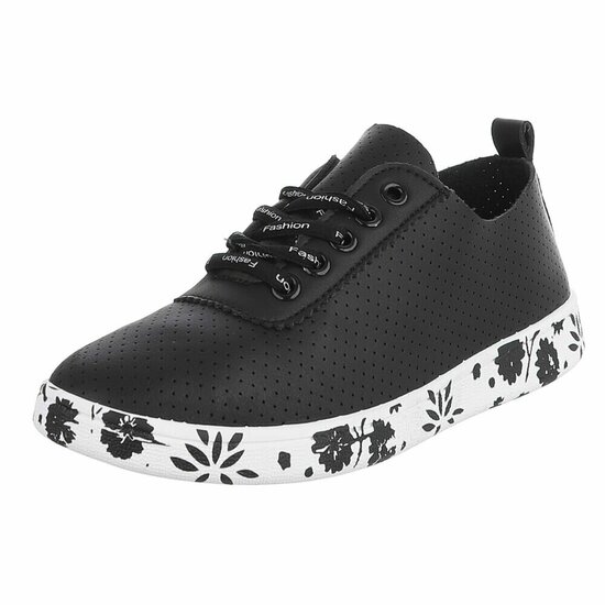 Zwarte luxe sneakers Pauline met zwarte accenten