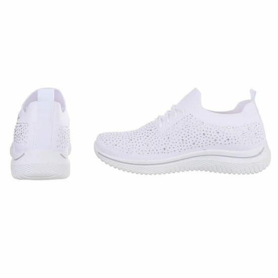 Witte luxe sneakers Sietske met strass details