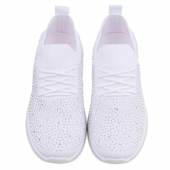 Witte luxe sneakers Sietske met strass details