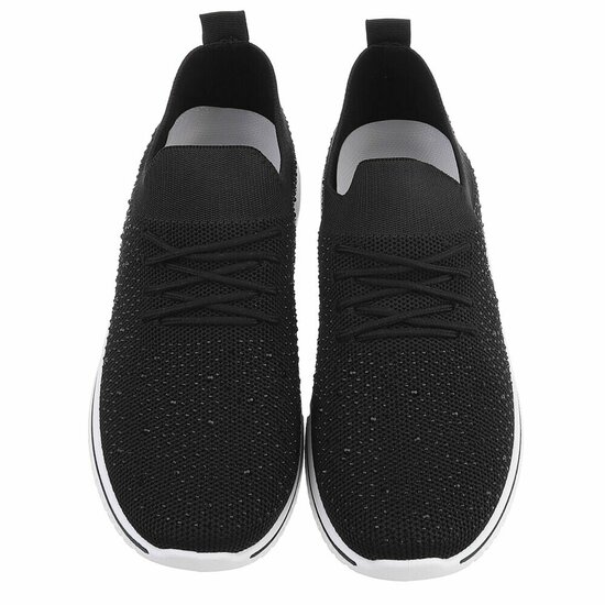 Zwarte luxe sneakers Sietske met strass details