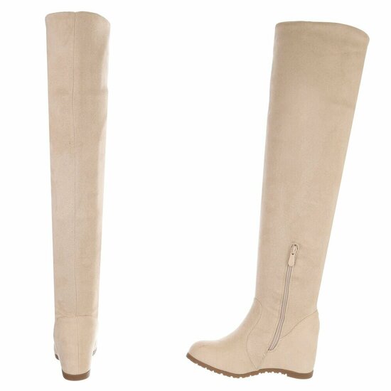 Beige hoge suede overknee laars Alexia