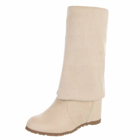 Beige hoge suede overknee laars Alexia
