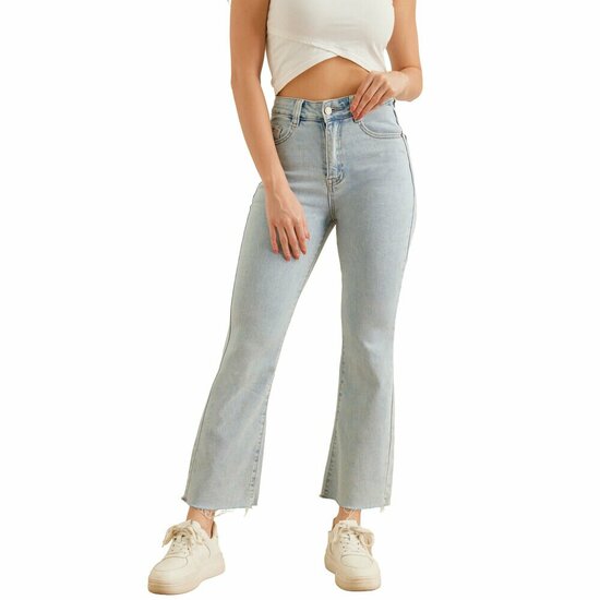 Washed light blue straight fit jeans – casual en trendy