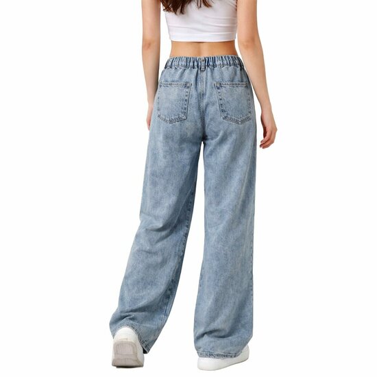 Lichtblauwe wide leg jeans met elastische taille – relaxed & trendy