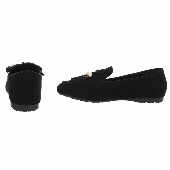 Zwarte suède loafers Censi met franjes en strikdetail