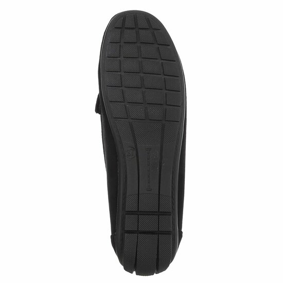 Elegante zwarte suède loafers Vima met gouden detail en strass