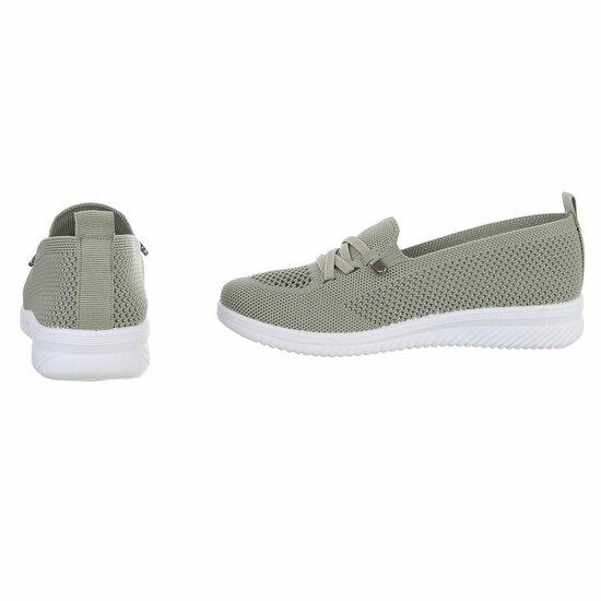 Groene instappers Chanika met sleehak – gebreide dames sneakers