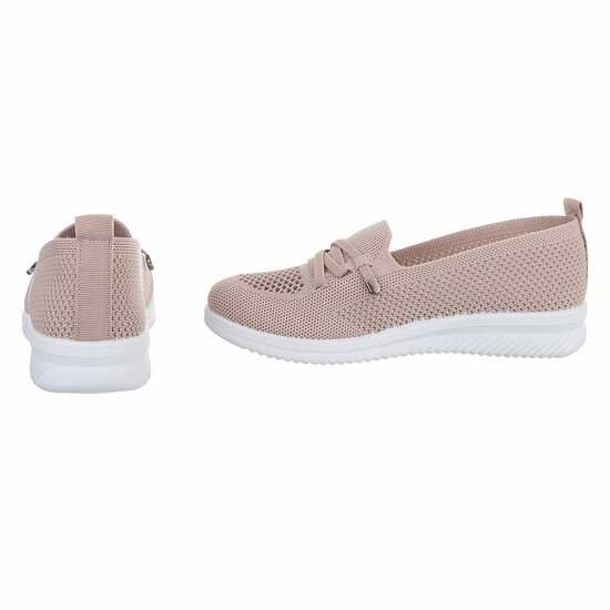 Roze instappers Chanika met sleehak – gebreide dames sneakers