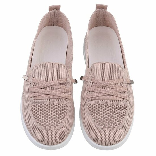 Roze instappers Chanika met sleehak – gebreide dames sneakers