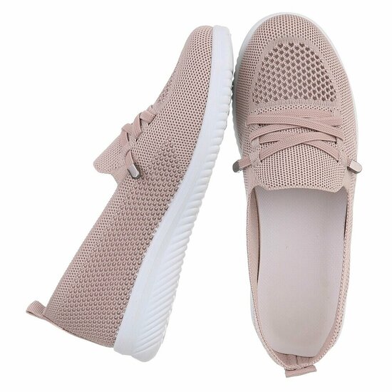 Roze instappers Chanika met sleehak – gebreide dames sneakers
