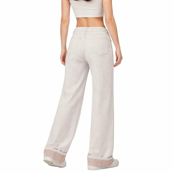 Licht grijze wide-leg jeans met subtiele flare