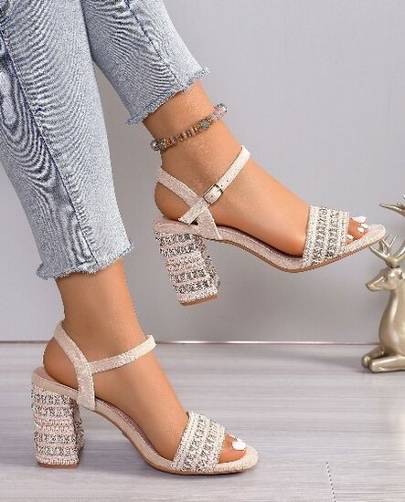 Beige hoge sandaal Cleo