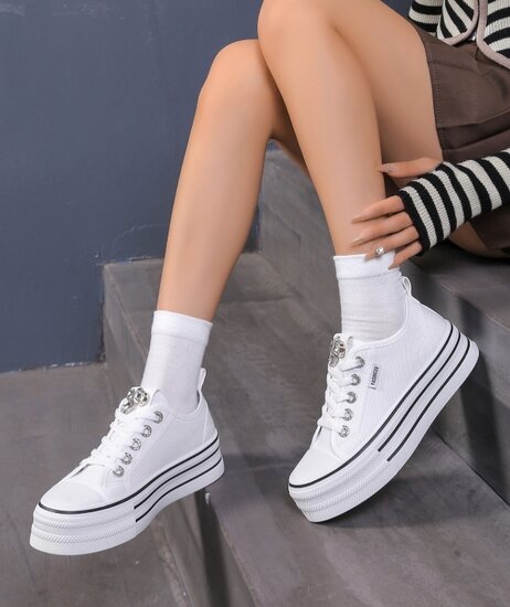 Witte platform sneakers Sharona met strass details