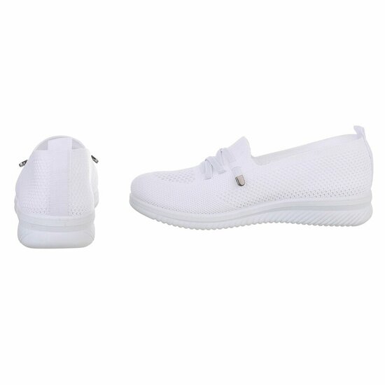 Witte instappers Chanika met sleehak – gebreide dames sneakers