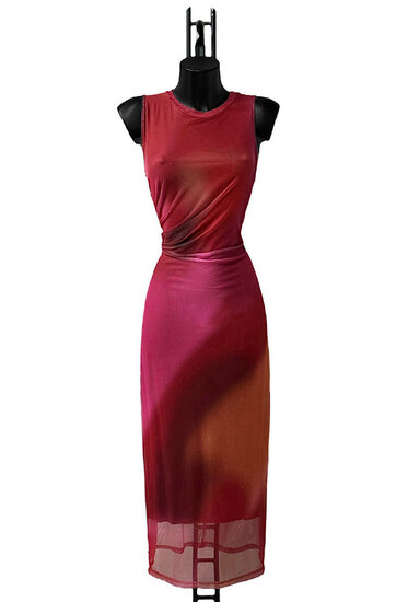 Prachtige lange mouwloze bordeaux bodycon jurk