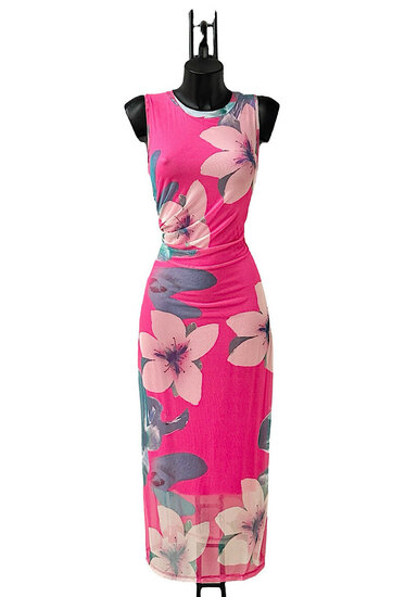 Prachtige lange mouwloze fuchsia bodycon jurk
