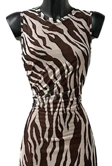 Prachtige lange mouwloze beige-bruine bodycon jurk