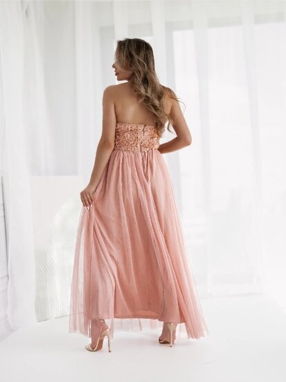 Rose shoulders off maxi jurk 